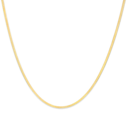Unisex Solid 14K Yellow Gold 2.8mm Imperial Herringbone Chain Necklace - 18" Inches
