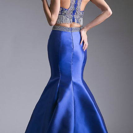 Cinderella Divine 84016 Beaded Bodice 2 Piece Mermaid Gown T-Back