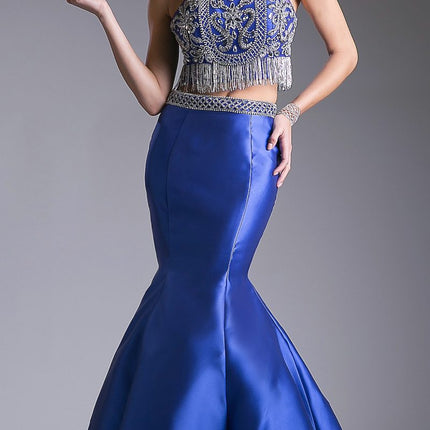 Cinderella Divine 84016 Beaded Bodice 2 Piece Mermaid Gown T-Back