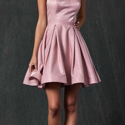 CLEARANCE - Juliet 852 Caged-Back Homecoming Short Dress with Pockets (Size Small)