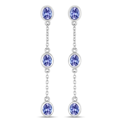 1.98 Carat Genuine Tanzanite .925 Sterling Silver Earrings
