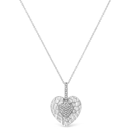 .925 Sterling Silver Pave-Set Diamond Accent Heart Shape 18" Pendant Necklace (I-J Color, I1-I2 Clarity)