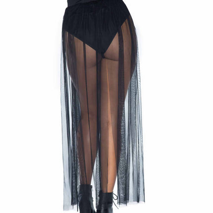 Multi Slit Sheer Skirt - Black - O/S