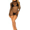 Ultra Net Long Sleeved High Neck Mini Dress - Black - O/S