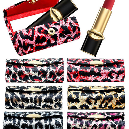 Exotic Leopard Print Satin Lipstick Case w/ Mirror