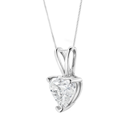 14K White Gold 1/5 Cttw 3-Prong Set Heart Shaped Solitaire Lab Grown Diamond 18" Pendant Necklace (F-G Color, VS2-SI1 Clarity)