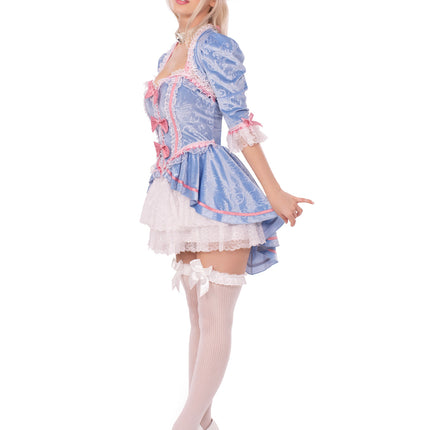 2 PC Marie Antoinette Costume, Includes Ruffle Trimmed Velvet and Lace Dress with Bow Accents and Shrug - Multicolor - SMALL