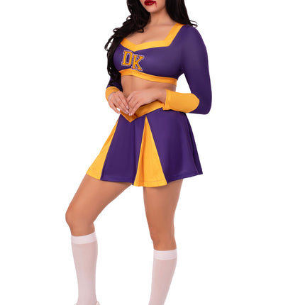 2 PC Cheer Squad Slayer Costume, Includes Crop Top and Pleated Skirt - Multicolor - LARGE