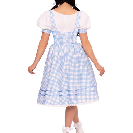 2 PC Kansas Sweetie Costume, Includes Eyelet Trimmed Gingham Dress with Sweetheart Bodice and (2) Matching Hair Ties - Blue - SMALL