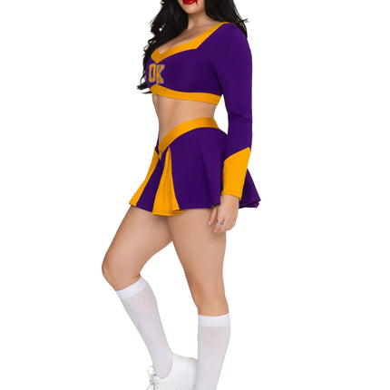 2 PC Killer Cheerleader Costume, Includes Crop Top and Pleated Skirt with Built-In Shorts. - Multicolor - LARGE