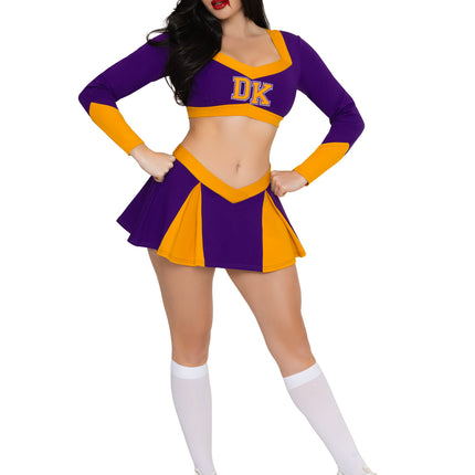 2 PC Killer Cheerleader Costume, Includes Crop Top and Pleated Skirt with Built-In Shorts. - Multicolor - LARGE