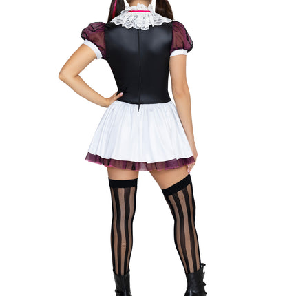 3 PC Miss Vampy Costume, Includes Dress, Neck Piece, and (4) Highlight Clip-In Hair Extensions. - Multicolor - X-LARGE
