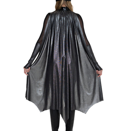 4 PC Dark Crimefighter Costume, Includes Gloved Bodysuit with Padded Abs, Cape, Harness Belt, and Mask. - Black - LARGE