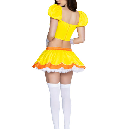 3 PC Flirty Flower Princess Costume, Includes Boned Top with Jewel Accent, Skirt, and Headband. - Yellow - SMALL