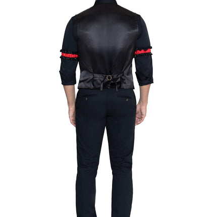 Men's 3 PC Casino Costume Kit, Includes Playing Card Vest with Attached Lucky Rabbit's Foot, Dollar Sign Bow Tie, and (2) Arm Bands. - Multicolor - MED/LGE