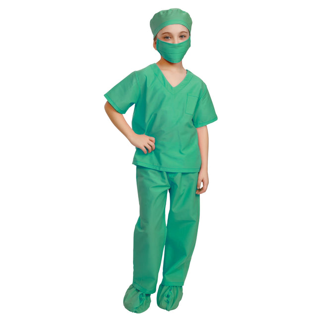 Kids Green Nurse Costume with Medical Dress and Matching Cap