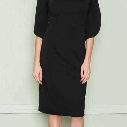 CLEARANCE - Poly USA | Ed Young 8772 Knee Length Heavy Jersey Boat Neck Dress (Size L)