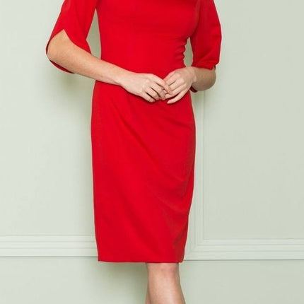 CLEARANCE - Poly USA | Ed Young 8772 Knee Length Heavy Jersey Boat Neck Dress (Size L)