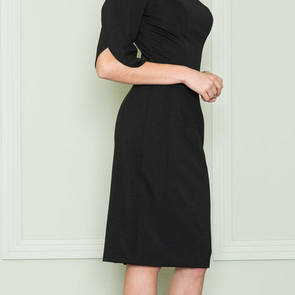 CLEARANCE - Poly USA | Ed Young 8772 Knee Length Heavy Jersey Boat Neck Dress (Size L)