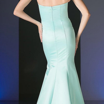 Cinderella Divine 8792 Strapless Sweetheart Neckline Mermaid Satin Gown