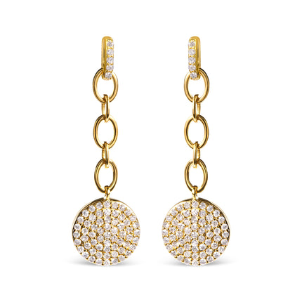 18K Yellow Gold Plated .925 Sterling Silver 1.0 Cttw Diamond Composite Cluster Dangle Chain Earrings (I-J Color, I1-I2 Clarity)