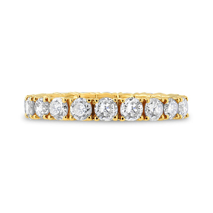 14K Yellow Gold 2.00 Cttw Shared Prong Set Round Cut Diamond Eternity Band (J-K Color, VS1-VS2 Clarity) - Ring Size 6.75
