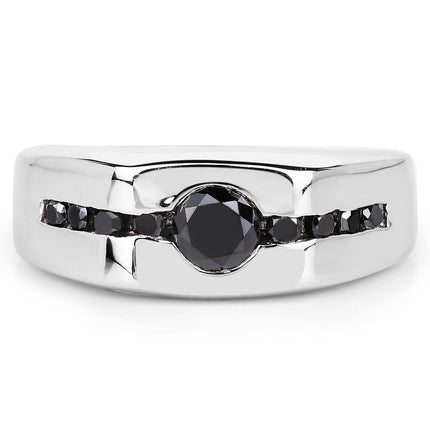 0.74 Carat Genuine Black Diamond .925 Sterling Silver Ring