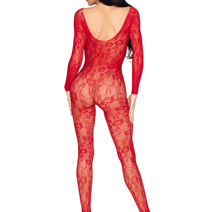 Lace Lingerie Jumpsuit - Red - O/S
