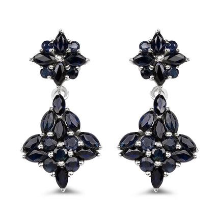 3.33 Carat Genuine Blue Sapphire .925 Sterling Silver Earrings