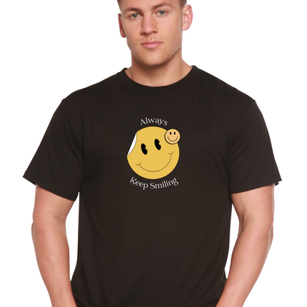 Always Keep Smiling Men's Bamboo Viscose/Organic Cotton Short Sleeve Graphic T-Shirt