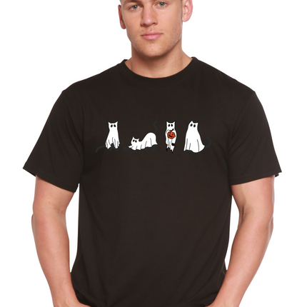 Halloween Cats Men's Bamboo Viscose/Organic Cotton Short Sleeve Graphic T-Shirt