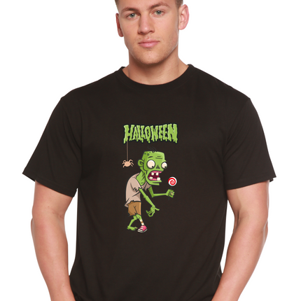 Halloween Green Monster Unisex Bamboo Viscose/Organic Cotton Short Sleeve Graphic T-Shirt