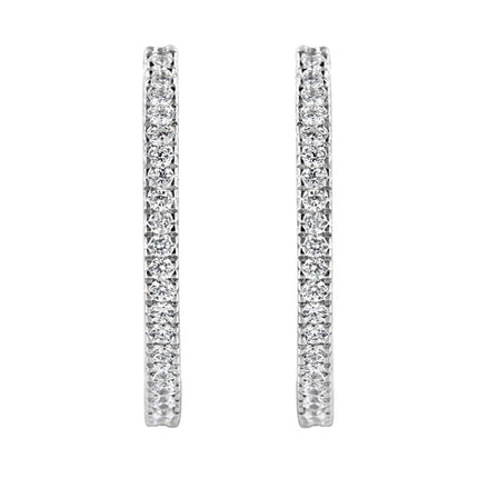 10KT White Gold 1 cttw Diamond Hoop Earrings (I-J Clarity, I2-I3 Color)