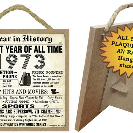 1973 A Year in History Plaques 5" x 5" wood plaque/sign