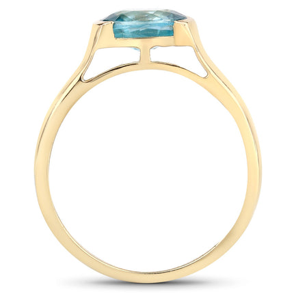 2.00 Carat Genuine Blue Zircon .925 Sterling Silver Ring