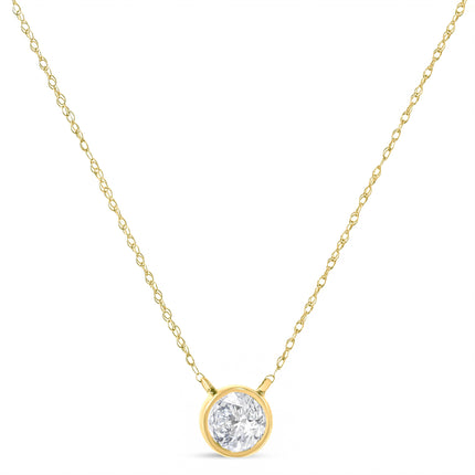.925 Sterling Silver 1/10 Cttw Round-Cut Diamond Bezel 18" Pendant Necklace (J-K Color, I1-I2 Clarity)