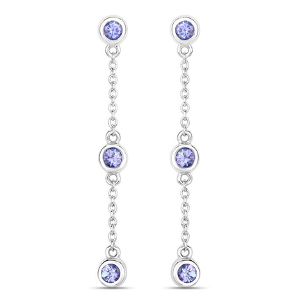 0.60 Carat Genuine Tanzanite .925 Sterling Silver Earrings
