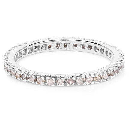 0.57 Carat Genuine Champagne Diamond .925 Sterling Silver Ring