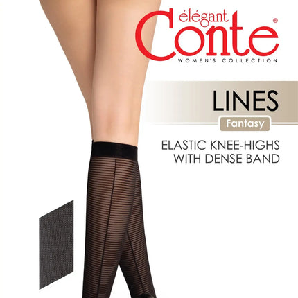 Fantasy Knee Highs Conte Lines - Horizontal Stripes and Seam Effect