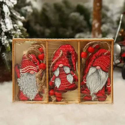 9-Pieces: Festive Christmas Wooden Hanging Box