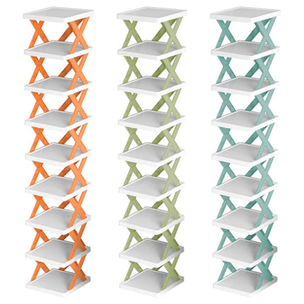 9-Tier Narrow Entryway Shoe Rack Plastic Vertical Shoe Organizer
