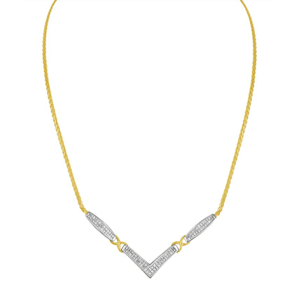14K Yellow and White Gold 2.0 Cttw Princess Cut Diamond Flared and X-Station V Shaped 18â€ Franco Chain Statement Necklace (H-I Color, SI2-I1 Clarity)