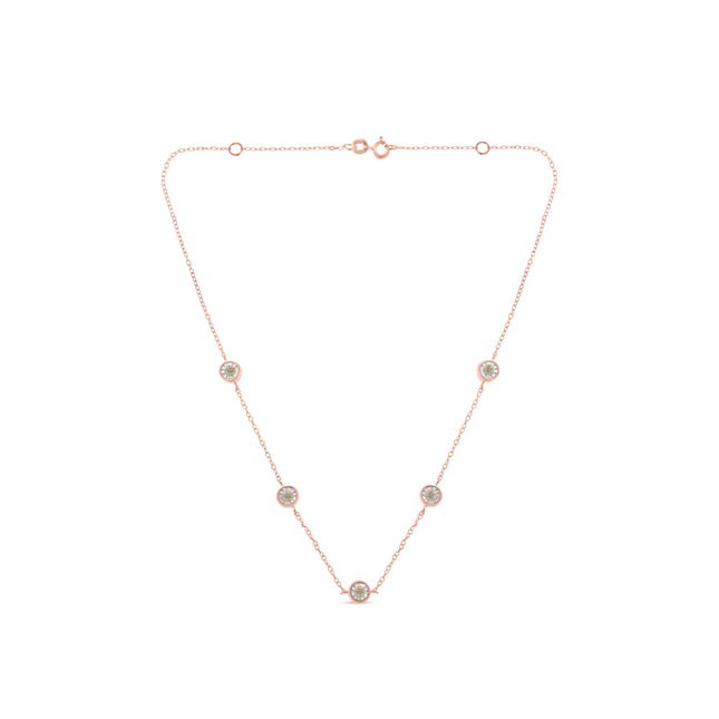 Yellow Color Plated Sterling Silver Diamond Station Necklace (1/2 cttw, K-L Color, I2-I3 Clarity)