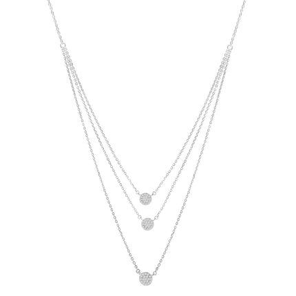 .925 Sterling Silver 1/2 Cttw Round Diamond Medallion Multi-Strand Tri Pendant 18" Necklace (H-I Color, I2-I3 Clarity)