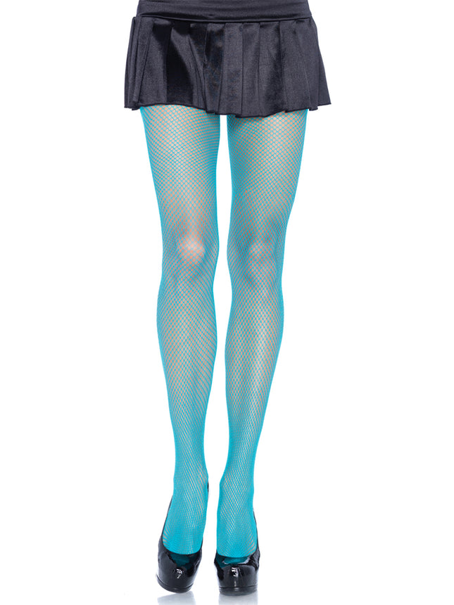 Nylon Fishnet Tights - Neon Blue - O/S