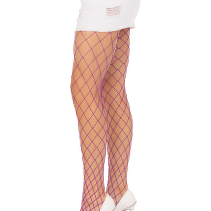 Spandex Diamond Net Tights - Purple - O/S