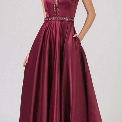 CLEARANCE - Eureka 9010 Embellished Long Prom Dress V-Neck with Pockets (Size L)