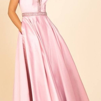 CLEARANCE - Eureka 9010 Embellished Long Prom Dress V-Neck with Pockets (Size L)