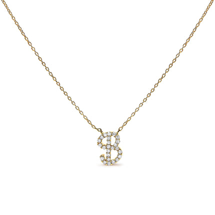 10K White Gold Diamond Accent "A" Initial Script Style Pendant Necklace