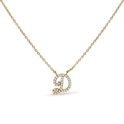 10K White Gold Diamond Accent "A" Initial Script Style Pendant Necklace